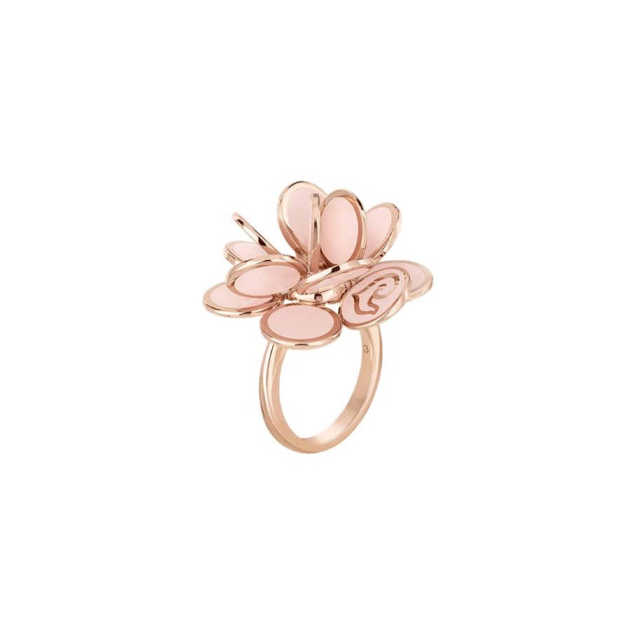 Gioielli Chantecler | Anello In Oro Rosa E Smalto Rosa Cipria