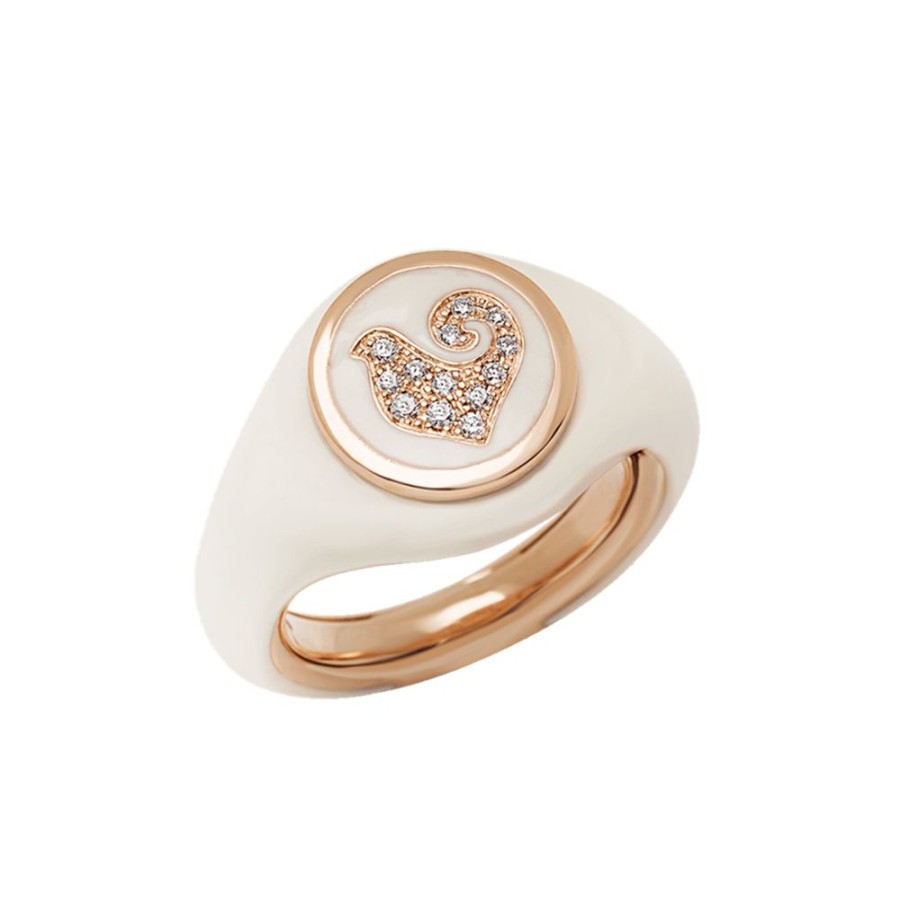 Gioielli Chantecler | Anello Paillettes Oro E Smalto Bianco