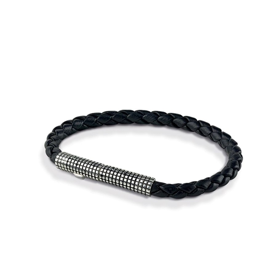 Gioielli Damiani | Bracciale Argento Pelle Brill. Black