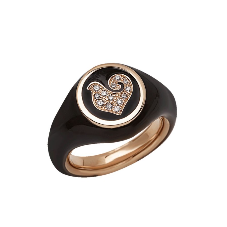 Gioielli Chantecler | Anello Paillettes Oro E Smalto Nero