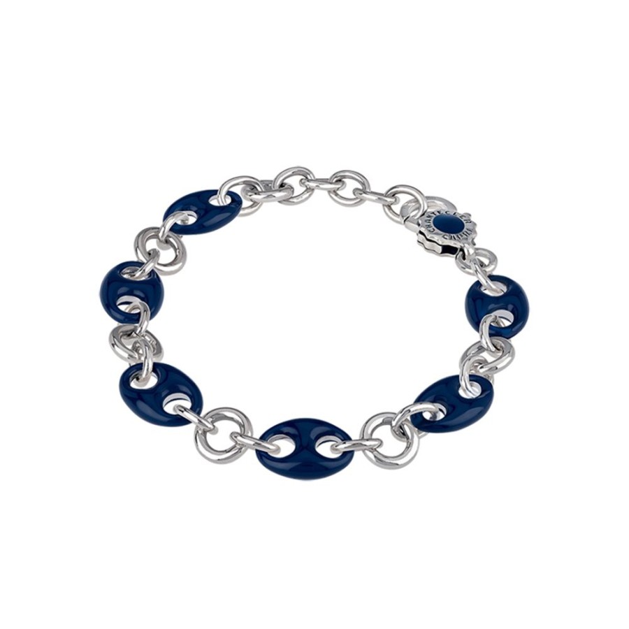 Gioielli Chantecler | Bracciale Capriness Maglia Marina Argento E Smalto Blu