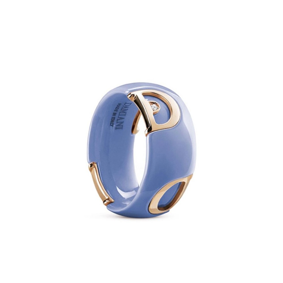 Gioielli Damiani | Anello Ceramica Azzurro Br 1D Mis.17