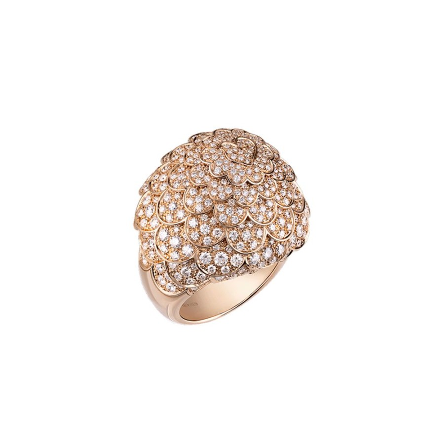 Gioielli Chantecler | Anello Paillettes Oro Rosa Con Diamanti