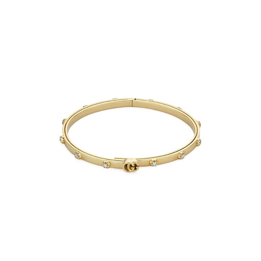 Gioielli Gucci | Bracciale Rigido Gg Running Con Borchie Diamanti