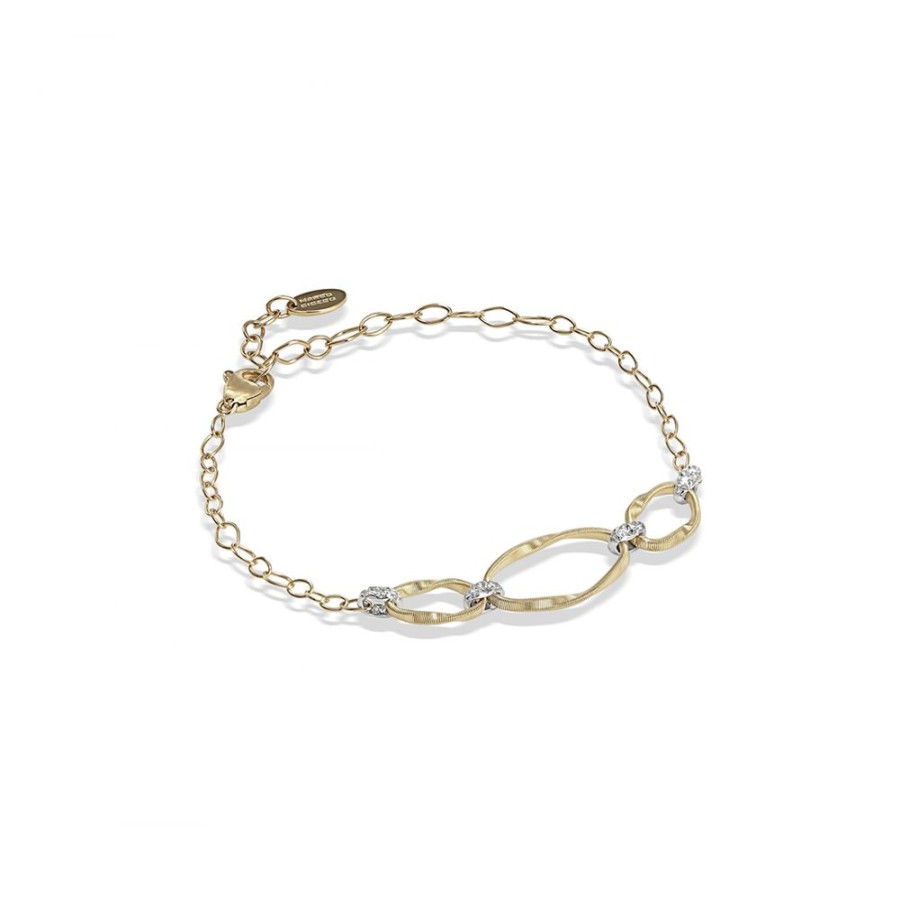 Gioielli Marco Bicego | Bracciale Filo Giallo Pave Bianco