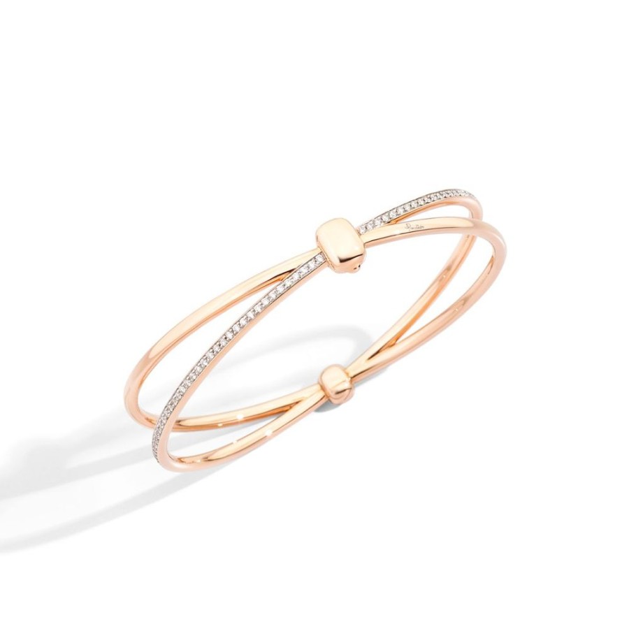 Gioielli Pomellato | Bracciale Bangle Pomellato Together Oro Rosa E Diamanti Bianchi